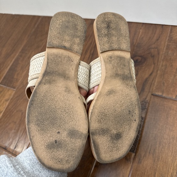 Mila Paoli Leather Slip On Sandal Womens 7 Suede Tan Made In Italy Flat‎ Minimal - Picture 6 of 7